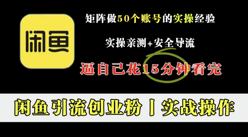 闲鱼矩阵引流创业粉玩法，日引流500精准流量-偏门行业网